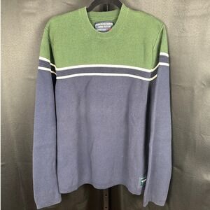 Vintage Abercrombie Colorblock Stripe Crewneck Sweater XL Y2K Green Navy